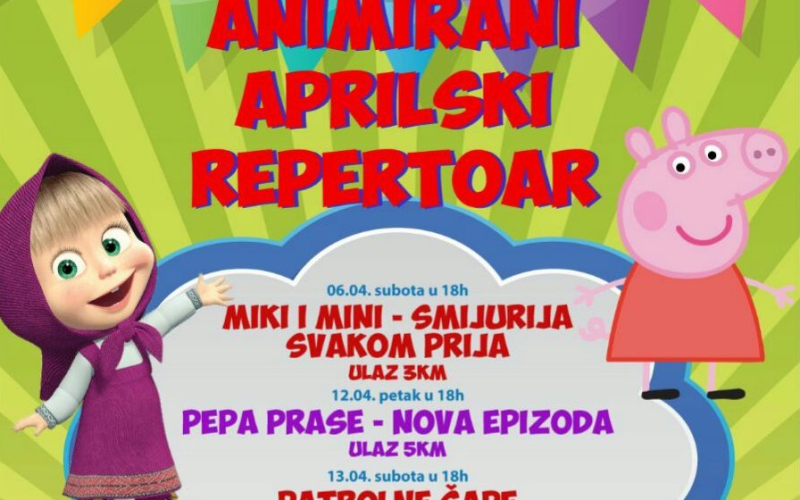 Aprilski repertoar pozorištanca Maslačak