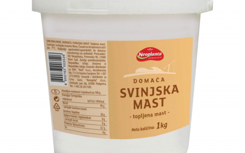 Svinjska mast, proizvedena 22 g. 3 km po 0,5 kg.