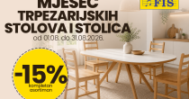 Mjesec trpezarijskih stolova i stolica u FIS centrima -