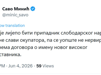 Minić: Kako je lijepo pa se ne nerviraš što nema novog visokog predstavnika