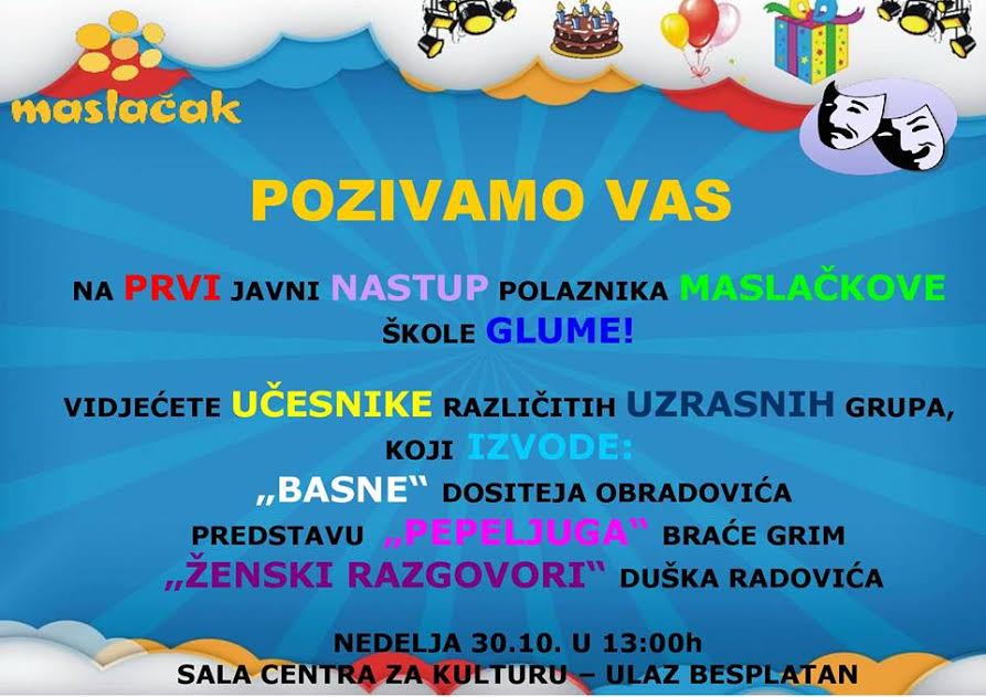 Bijeljina, Javni čas Maslačkove škole glume CZK Semberija