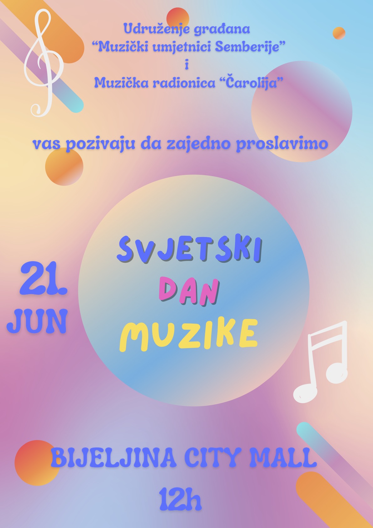 SVJETSKI DAN MUZIKE Koncert u „Bijeljina City Mallu“