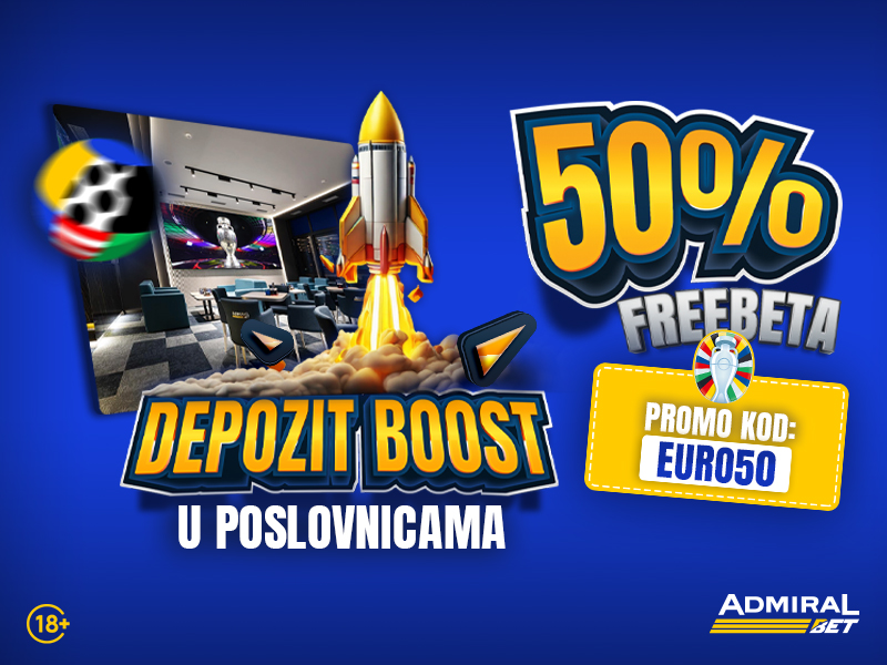 Uzmi 50% Freebeta svaki dan uplatom u AdmiralBet poslovnicama!
