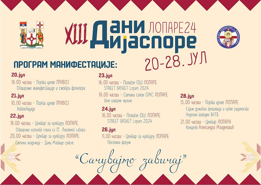 Lopare: "Dani dijaspore" od 20. do 28. jula