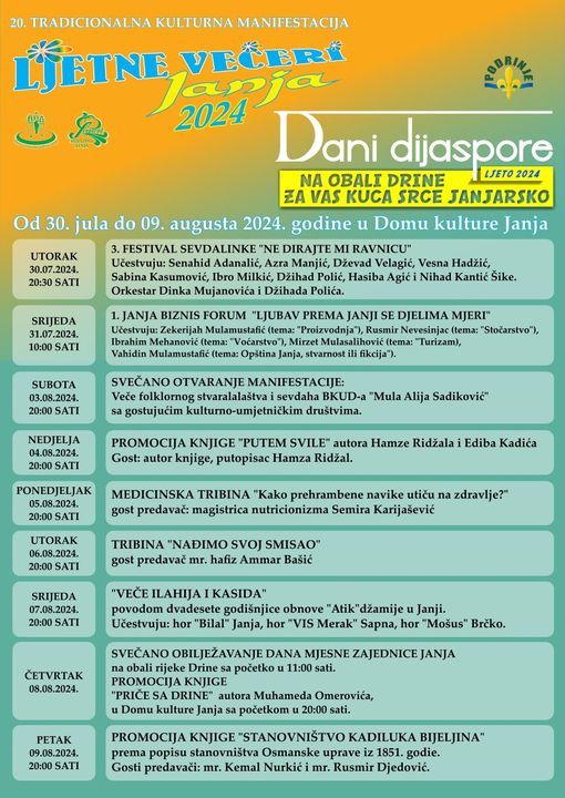 Manifestacija "Ljetne večeri Janja" od 03. do 09. avgusta