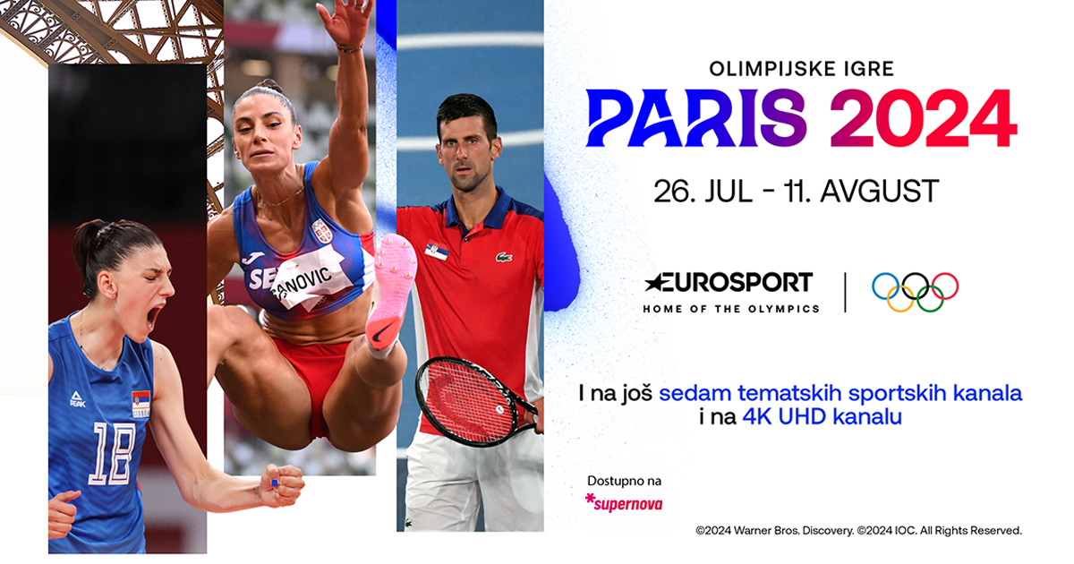 Gledajte završnicu Olimpijskih igara u Parizu uz 7 Eurosport kanala u Supernovoj