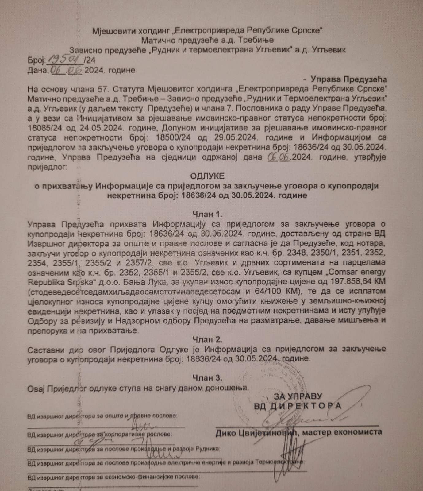 SDS Ugljevik: Građanima na uvid potpisana odluka rukovodstva RiTE Ugljevik o prodaji rudničke zemlje