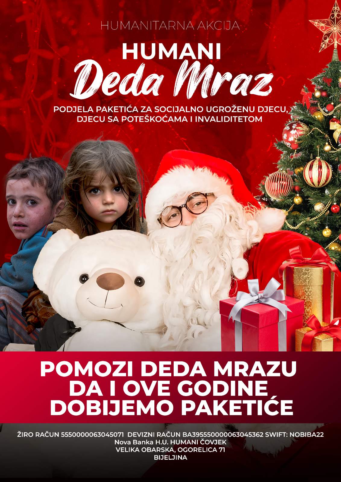Humanitarno udruženje "Humani čovjek" pokrenulo humanitarnu akciju "Humani deda mraz"
