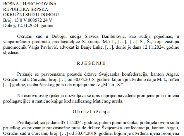 Prvi put u Srpskoj: Sud priznao promjenu pola