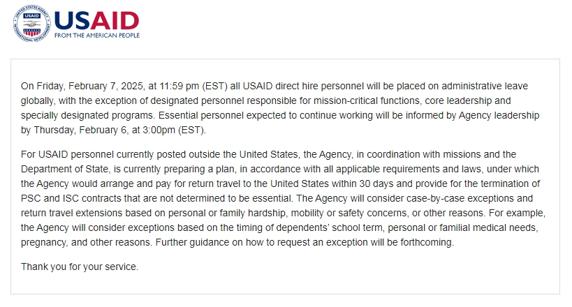 USAID: Svi zaposleni, širom svijeta, od 7. februara na administrativnom odsustvu