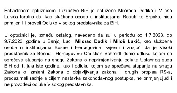 Dodiku godina zatvora i šest godina zabrane obavljanja funkcije predsjednika RS