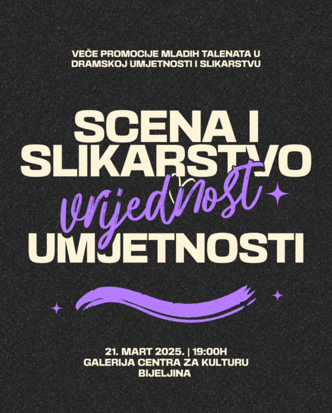 Promocija talenata „Scena i slikarstvo“ – Veče umjetnosti i kreativnosti mladih