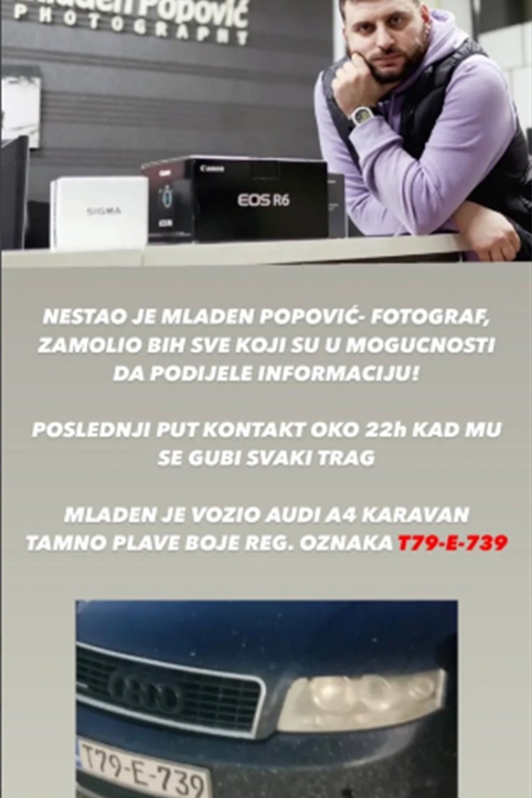Nestao banjalučki fotograf Mladen Popović