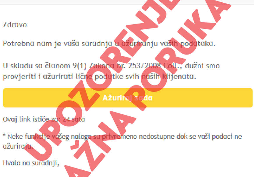 Nova Banka upozorava na pokušaj prevare putem lažnih imejl poruka