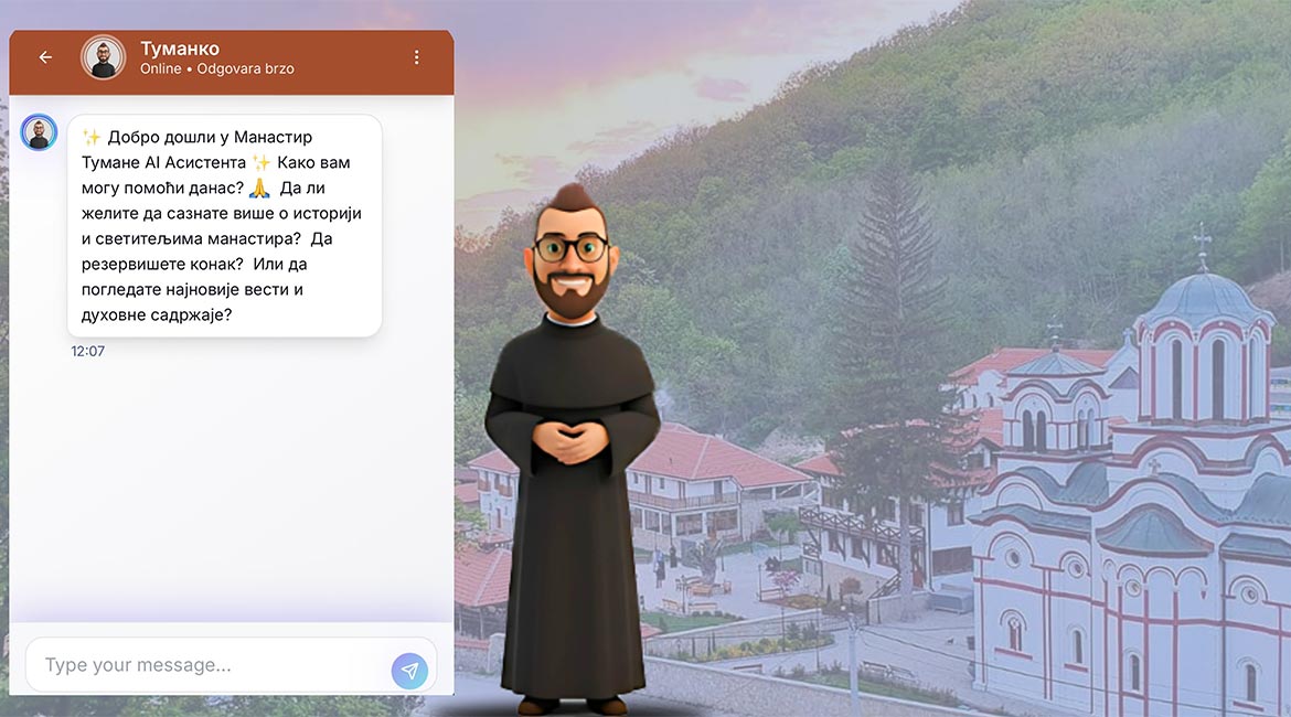 Manastir Tumane dobio digitalnog monaha - AI četbot Tumanko
