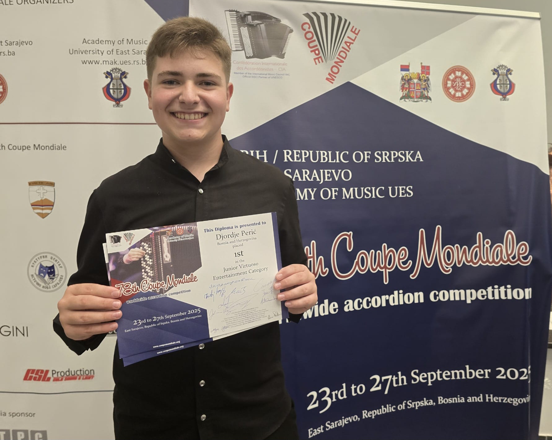 Đorđe Perić ponovo svjetski prvak – zlato i srebro na 78. Svjetskom kupu harmonike