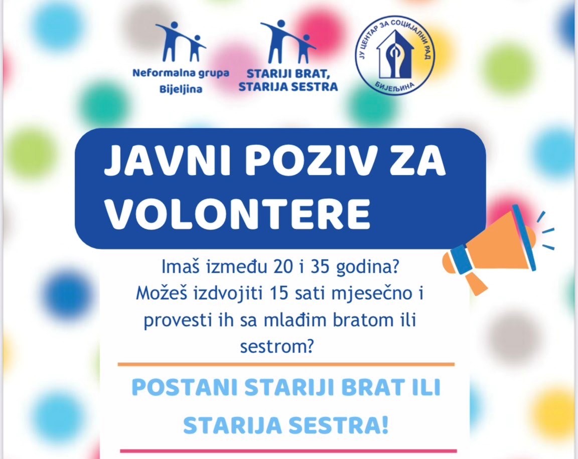 Poziv za volontere u programu „Stariji brat, starija sestra“