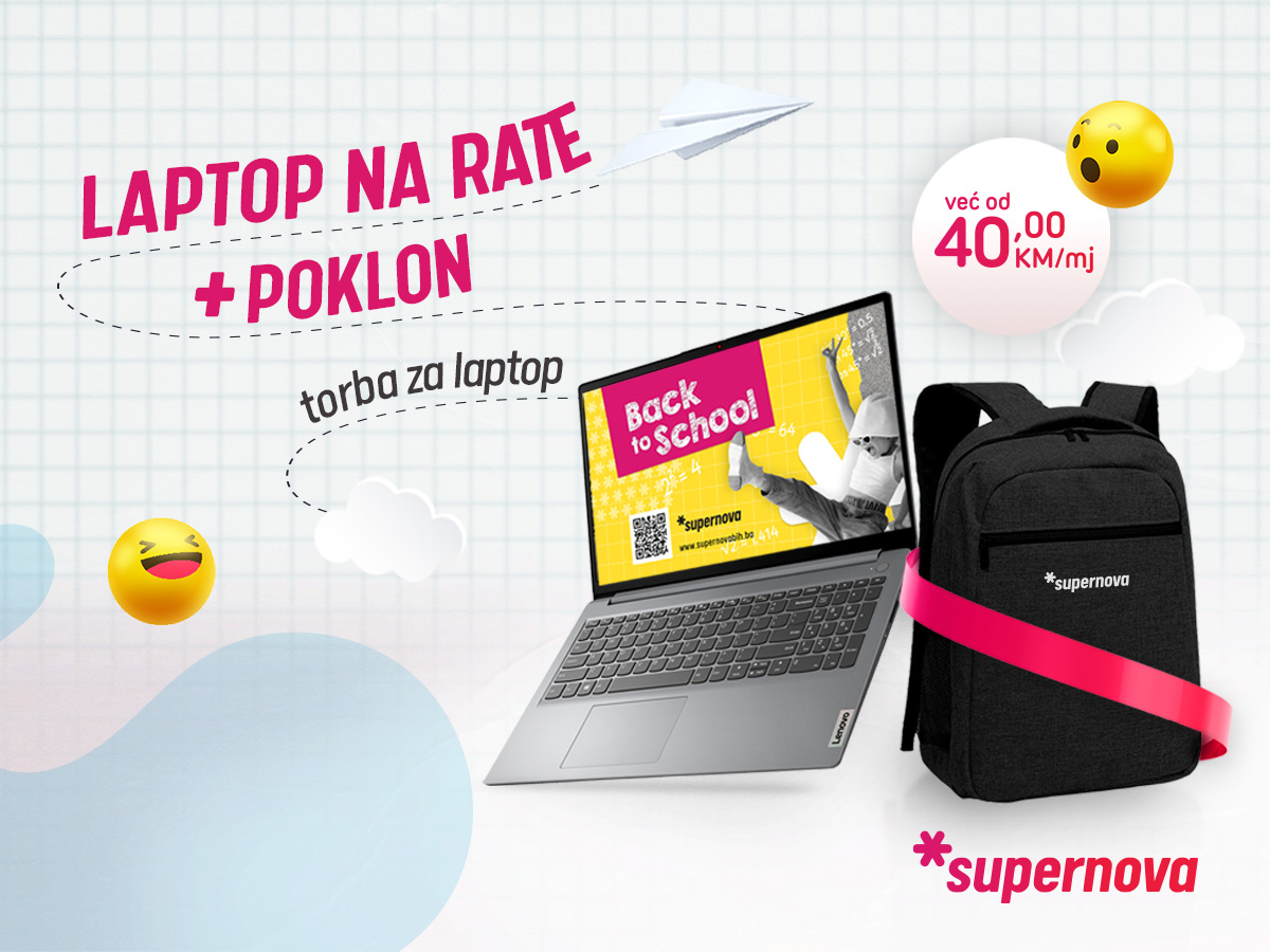 Lenovo laptop na rate uz poklon torbu u Supernovoj