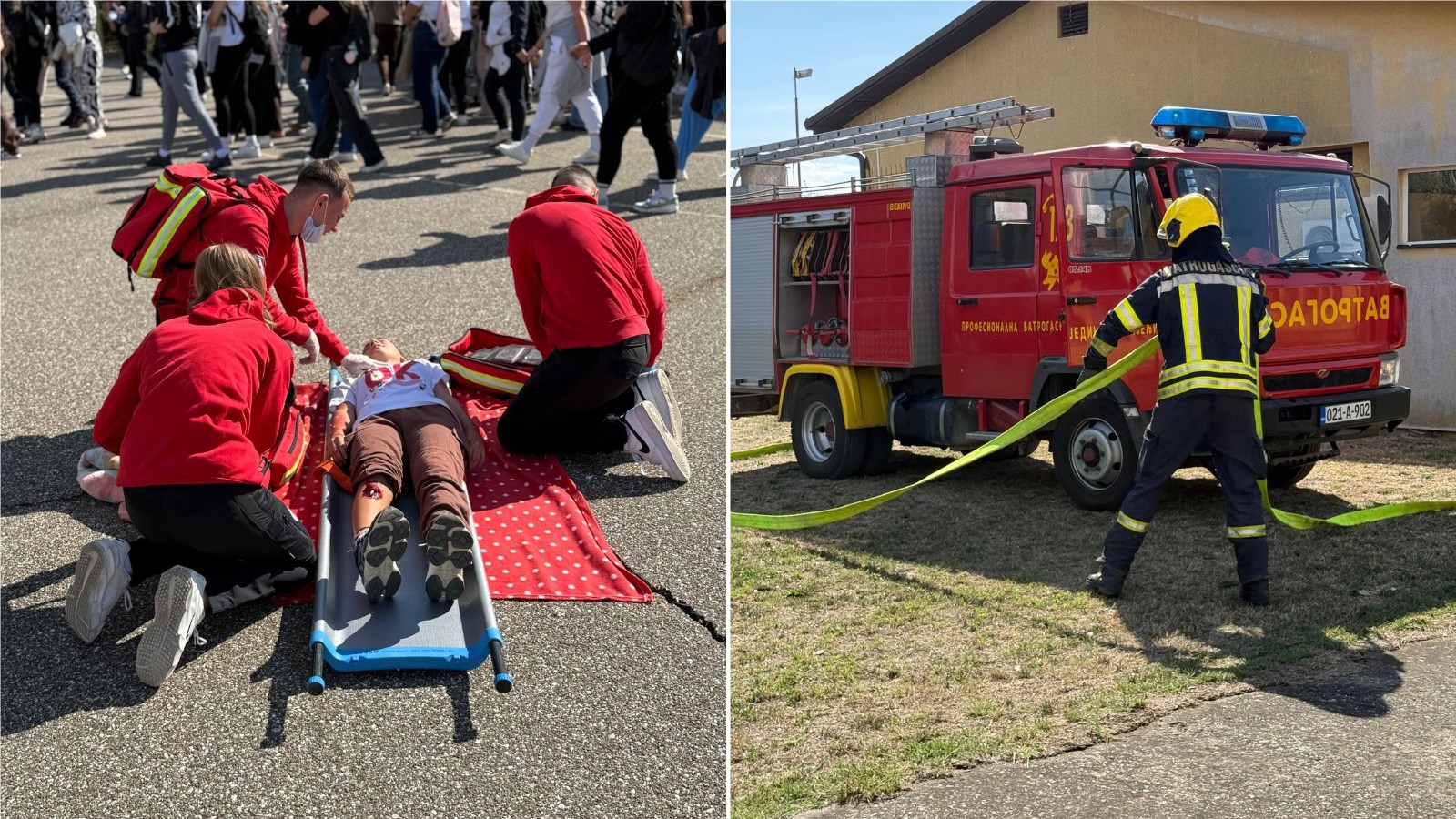 Simulacija požara u Ekonomskoj školi: Vatrogasci stigli za tri, a Hitna pomoć za manje od pet minuta