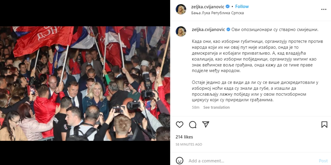 Cvijanović: "Ovi opozicionari su stvarno smiješni"