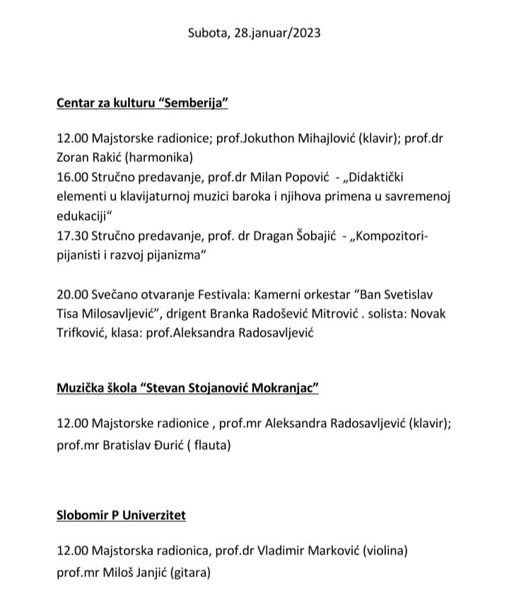 OD 27. DO 30. JANUARA U Bijeljini Festival klasične muzike