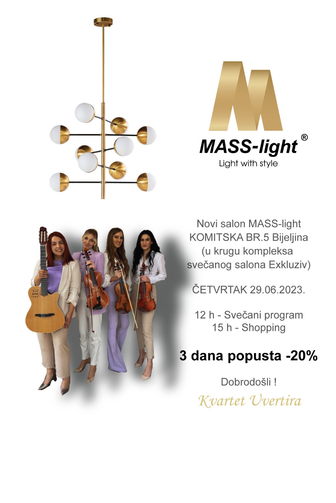 SUTRA ŠOPING SA POPUSTOM! MASS Light salon rasvjete otvara svoja vrata na novoj adresi