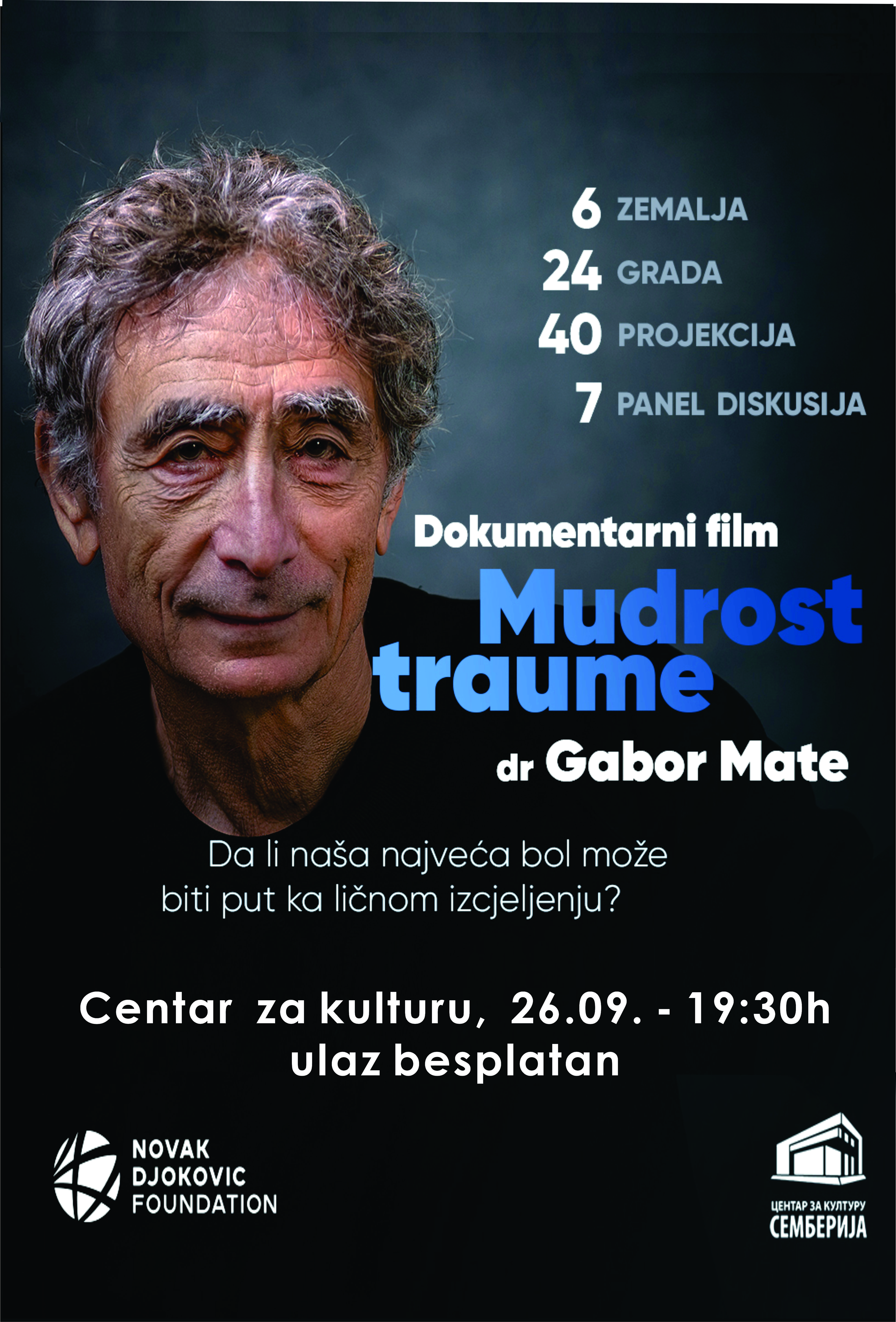 Dokumentarni film “Mudrost traume” dr Gabora Matea u sali Centra za kulturu