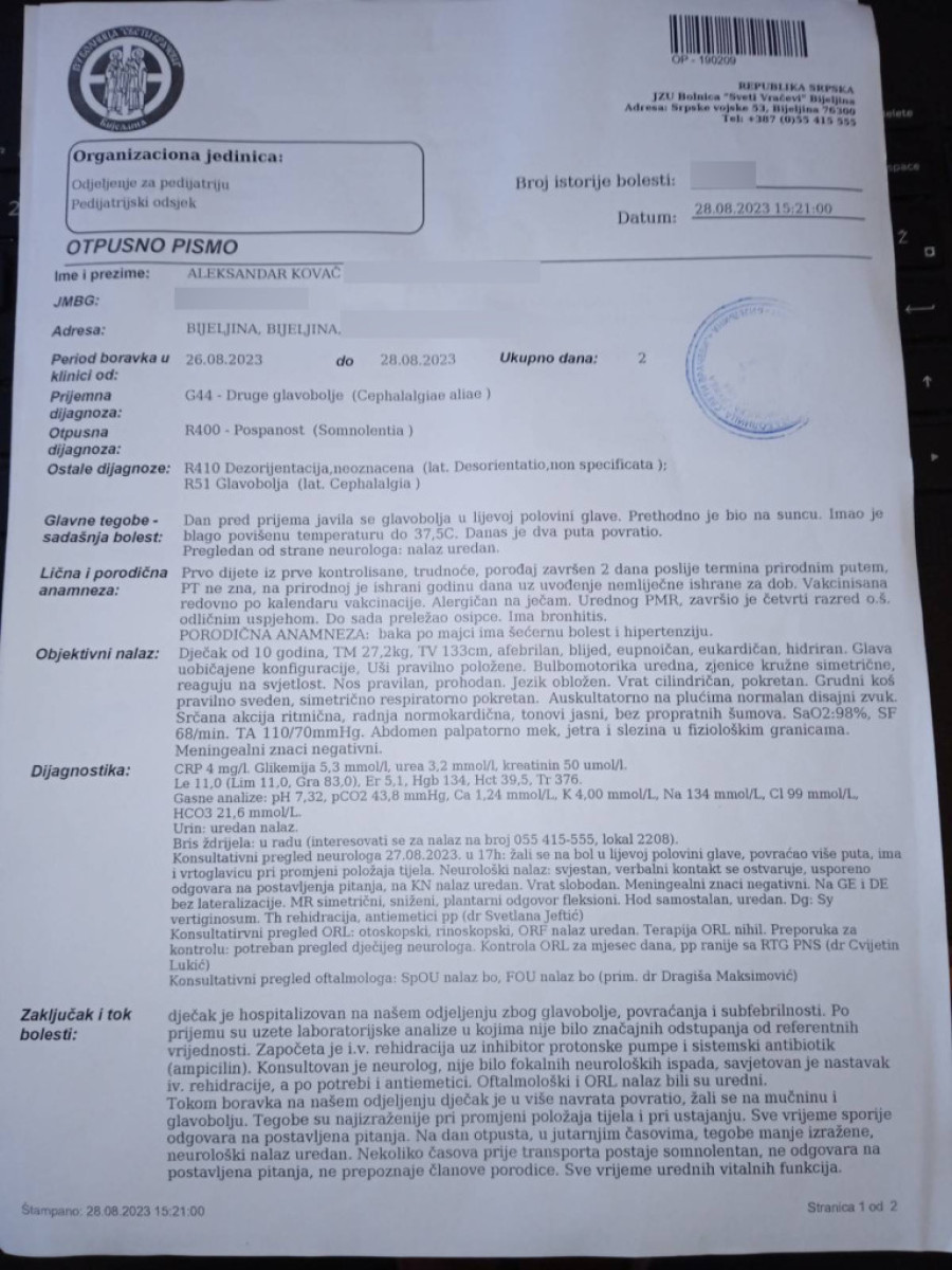 Bolna ispovest majke Danijele: "Sina mi pogrešno lečili od sunčanice, umro u najtežim mukama"