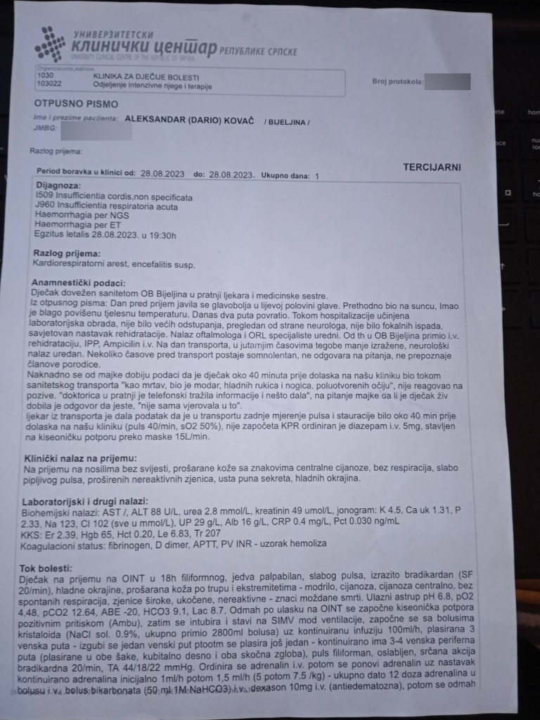 Bolna ispovest majke Danijele: "Sina mi pogrešno lečili od sunčanice, umro u najtežim mukama"