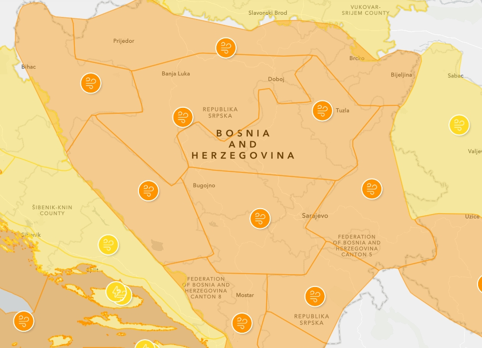 Oprez: Najjači udari vjetra tek se očekuju