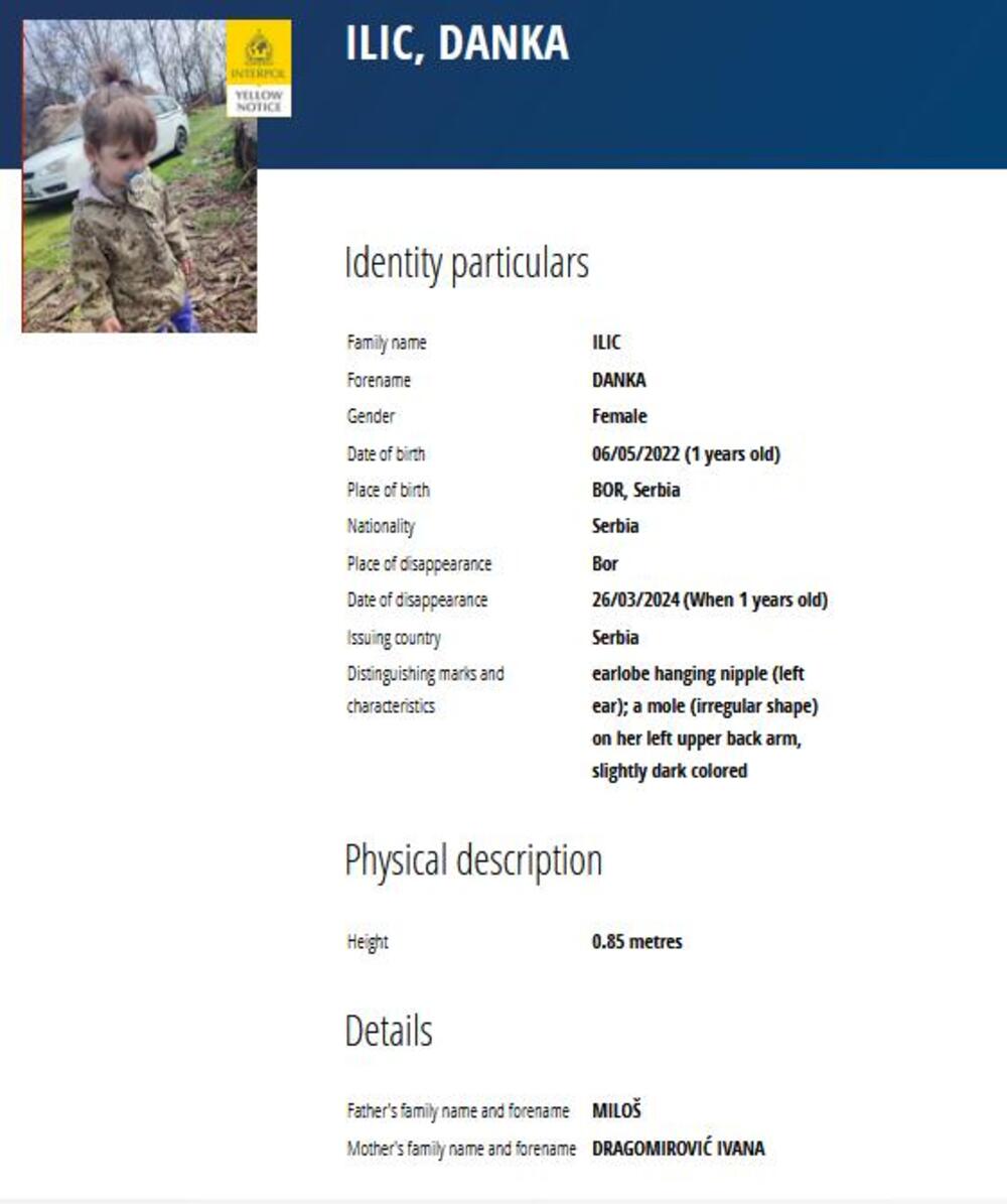 INTERPOL raspisao potragu za nestalom Dankom Ilić (2)