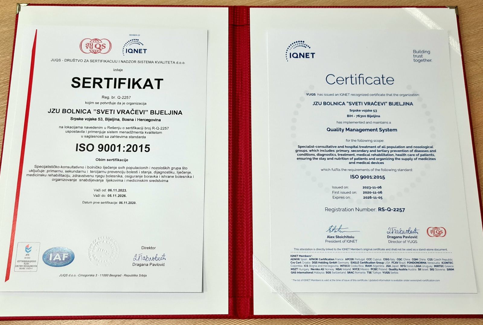 Bijeljinska bolnica jedina u Republici Srpskoj sa standardima ISO 9001 i 22301