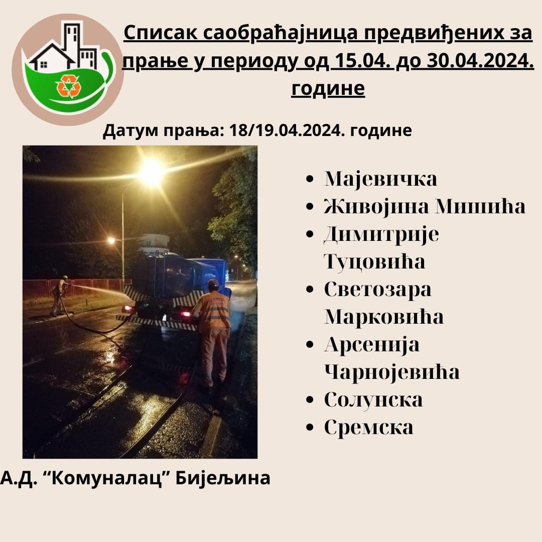 Bijeljina: Pranje gradskih ulica od 15. do 30. aprila (RASPORED)