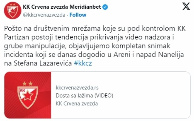 Zvezda se oglasila i pokazala cijeli snimak: Dosta je sa lažima (VIDEO)